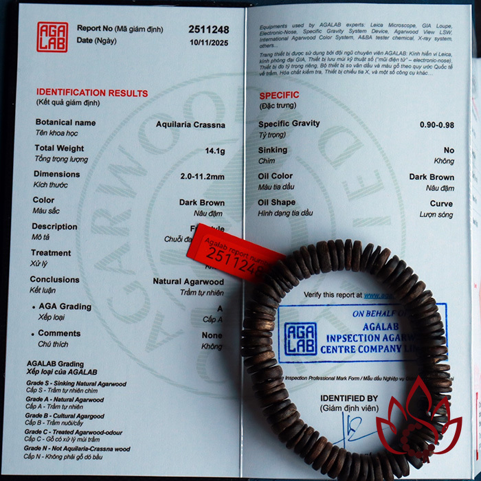 Vòng Trầm Hương Hạt Dẹp | 11 Ly | Trầm Bì Rễ Cận Chìm